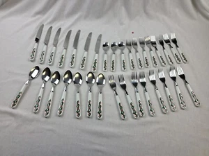 33 Poinsettia & Ribbons by Fine China Silverware Flatware Christmas Spoons Forks - Picture 1 of 5