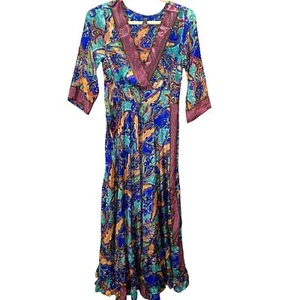 Abito Me 2 Magic Anthropologie Vibrante Stampa Paisley Brillante Boho Fluido Taglia S - Foto 1 di 5