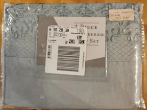 Valmour Estates 4 PC Embroidered Sheet Set Full 100% Polyester Spa Blue - Picture 1 of 2