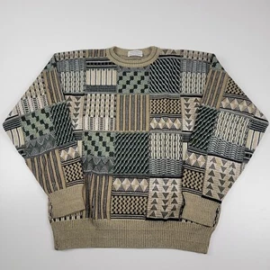 Vintage 90s Tricots St Raphael Granpa Sweater Mens L Multicolor Geometric Union - Picture 1 of 15