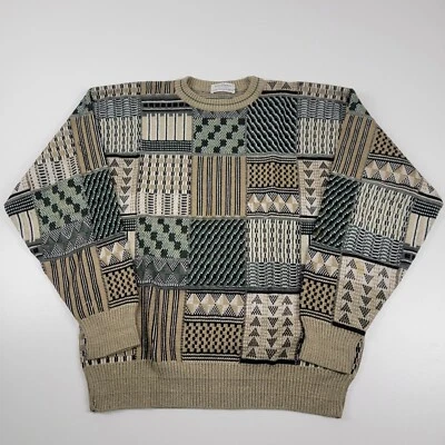 Vintage 90s Tricots St Raphael Granpa Sweater Mens L Multicolor Geometric Union - Image 1 of 4