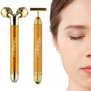 2IN1 Electric Face Roller and T Shape Face Massager, Roller, Facial Tools Golden - Picture 1 of 10