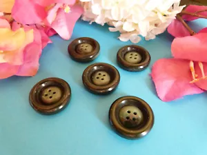 1155BBIS Splendid Buttons "Khaki" Green Brown Lot 5 Vintage Buttons - Picture 1 of 4