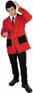 Mens 50s Red Teddy Boy Costume Adult 1950s Rock N Roll Fancy Dress M L XL - Picture 1 of 3