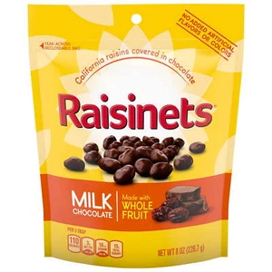 New Raisinets, Milk Chocolate Covered Raisins, Resealable Bag, 8.0 oz - Picture 1 of 7