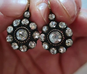 ANTIQUE EARLY VICTORIAN/GEORGIAN DIAMOND DROP EARRINGS 3CT TOTAL - Picture 1 of 4
