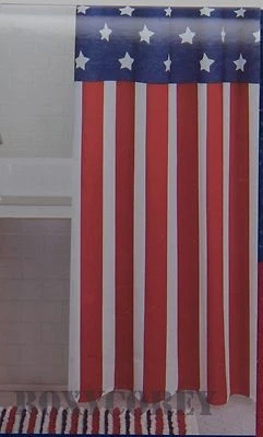 Cortina de ducha Celebrate Americana Together estrellas rayas rojo blanco azul 70x70 Foto 1 de 2