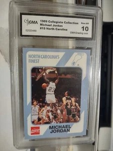 1989 North Carolina # 15 Michael Jordan Collegiate Collection GMA 10 GEM MINT - Bild 1 von 4