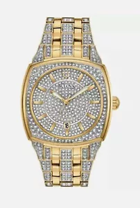Bulova Herren zweifarbig Edelstahl Kleid goldfarben Kristall Uhr 98B323 - Bild 1 von 8