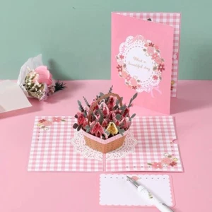3d Pop Up Flower Basket Card, Mothers Day Card, Anniversary Card, Birthday Card - Picture 1 of 4