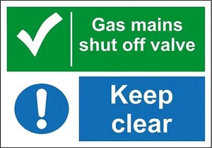 Gas mains shut off valve keep clear metal park safety sign - Picture 1 of 1
