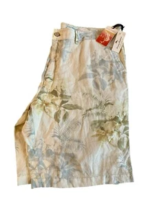 Tommy Bahama 100 % Leinen First Class Blumen Palme beige grün Shorts Herren 40 - Bild 1 von 11