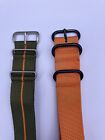 2 X Geckota Zuludiver 22mm Watchstraps Used 1 x Orange 1 x Green