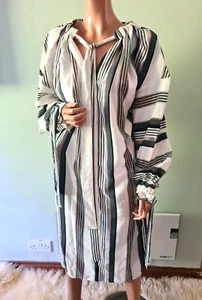 NWT & Other Stories EU34 UK10 Monochrome Stripe Loose Fit Kaftan Midi Maxi Dress - Picture 1 of 6