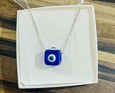 925 Sterling Silver Necklace With Evil Eye Blue Bead Nazar Necklace