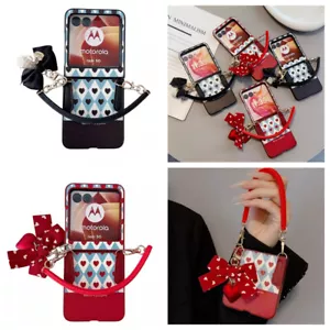 Funda de cuero con correa colgante de corazón y arco para Motorola Moto Razr+2024/50Ultra - Imagen 1 de 32