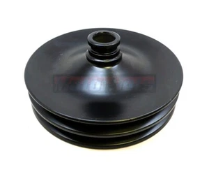 Polea de dirección asistida GM negra 2 ranuras Saginaw Press Fit 3/4" SBC Chevy 283-400 - Imagen 1 de 4