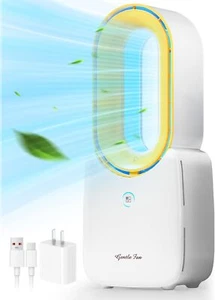 Let'me Desk Fan Portable 11.8 inch Bladeless Fan with 5 Colors LED Light Touch - Picture 1 of 9