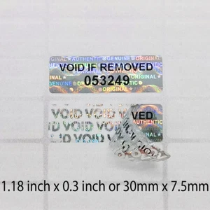 100 Security Hologram Stickers Black Serial Numbers Warranty Void If Removed  - Picture 1 of 3
