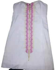 Lilly Pulitzer Wesley weiß bestickt Frontreißverschluss Preloved Kleid Größe 10* - Bild 1 von 4