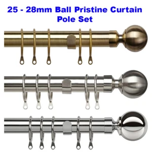 Juego de postes de cortina extensibles Speedy Pristine BALL de 25-28 mm de diámetro con anillos nuevo - Imagen 1 de 4