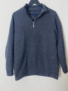 Maglione pullover PGA TOUR uomo XL lana di agnello quarto zip blu grigio golf pullover - Foto 1 di 15