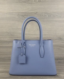 Kate Spade Umhängetasche raffiniertes genarbtes Leder kleine Handtasche mit Reißverschluss oben (blau) - Bild 1 von 9