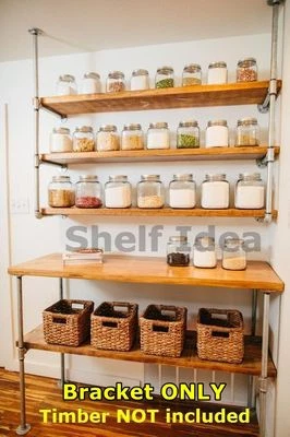 Rustic Industrial Iron Pipe Table Legs & Shelf Storage Shelving Brackets BS048 - image 1 of 4