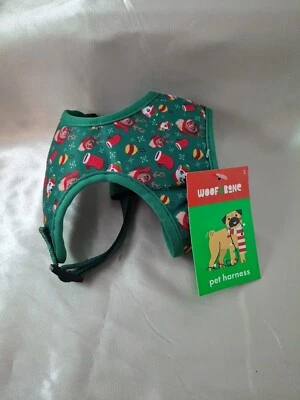 Nuevo Arnés Woof & Bone Perro Mascota Verde con Estampado Navidad Vacaciones Pequeño 14"-16" Foto 1 de 4