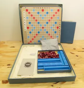 Vintage 1950’s Selchow & Righter Deluxe Edition Scrabble w/ Turntable Dark Tiles - Picture 1 of 8