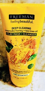 Freeman Manuka Honey+Tea Tree Oil Deep Clearing Clay Mask+Cleanser. 6fl Oz. - Picture 1 of 6