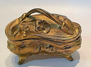 Antique Vtg 1900's N.B. Rogers Gold Art Nouveau Trinket Box, Jewelry Casket - Picture 1 of 9
