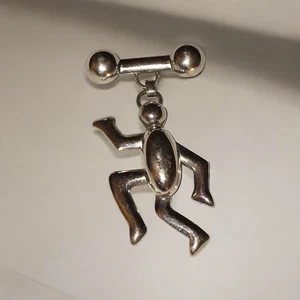Brooch, Man Running Vintage Silver Tone Hinged Moveable (G111) - Picture 1 of 4