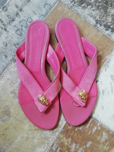 ALEXANDER MCQUEEN SANDALI TESCHIO ALEXANDER MCCHEEN ROSA IN PELLE PERIZOMA TAGLIA EU 40 UK TAGLIA 7
