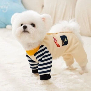 Winter Warm Dog Jumpsuits Cartoon Print Dog Overalls Soft Puppy Clothes Pajamas - Picture 1 of 11