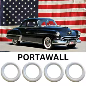 15" INCH X3" WIDE WHITE WALL TIRES RUBBER PORT A WALL TYRE INSERTS TRIM SET 4PCS - Picture 1 of 12