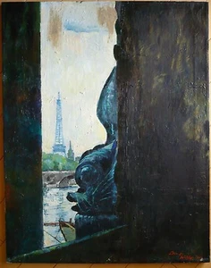 FREDDY WITTOP Designer w/ ERTE, LISTED RARE PARIS OIL LANDSCAPE MODERNISM MODERN - Picture 1 of 10