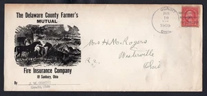 USA Condit Ohio 1929 Fire Insurance Co ADVERTISING Cover. Horses, Farming - Picture 1 of 2