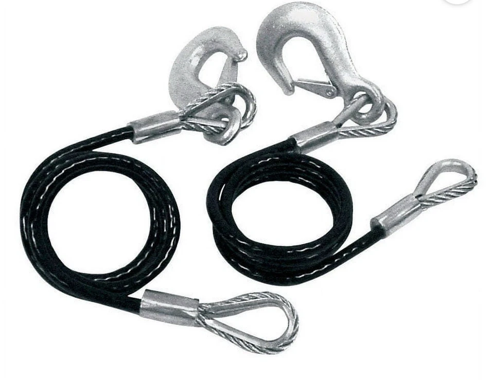 2pk Safety Cables w/Snap Hooks 5000 lbs Break Towing Secure Truck Boat Trailer - Imagen 1 de 1