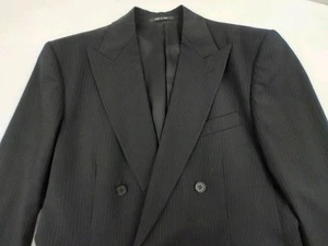 Emporio Armani Black Pinstripe Double Breasted Coat Jacket 42R Italy Vintage  - Picture 1 of 16
