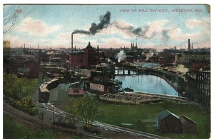 1913 Mill Distric Appleton, WI antike farbige Postkarte #1893 - Bild 1 von 2