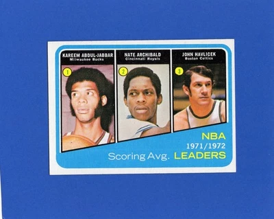 1972-73 Topps NBA Scoring Avg. Leaders # 172, Jabbar, Archibald, Havlicek - Image 1 of 2