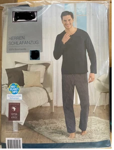 Herren Schlafanzug Pyjama Baumwolle Langarm  M L XL Nachtwäsche - Bild 1 von 4