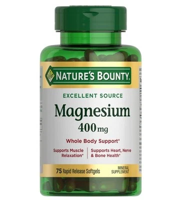 Magnesium 400mg, 75 Rapid Release Softgels, Nature's Bounty - Image 1 of 2
