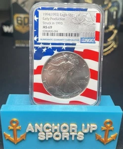 1994 (1993) SILVER EAGLE NGC MS69 EARLY PRODUCTION FROM US MINT SEALED BOX - Picture 1 of 2