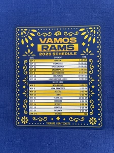 Imán de programación RAMS 2025 SGA SoFi RAMS HOUSE enviado en sobre de cartón - Imagen 1 de 1