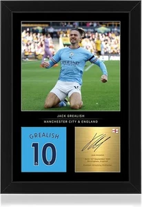 Pantalla de fotos enmarcada Win FC Jack Grealish firmada A4 - reproducida digital... - Imagen 1 de 2