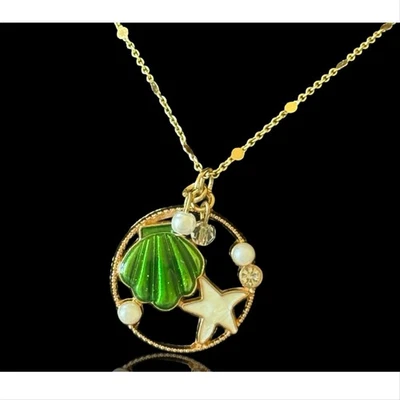 Ожерелье с подвеской в виде зеленой морской звезды морской ракушки пляжное | совершенно новое - Изображение 1 из 4