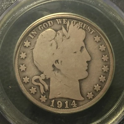PCGS G-6 1914-p  Barber Half Dollar  L,Y and part of I,T # - Image 1 of 4