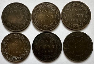 Lot One Cent 1882-1901 Canada Kanada Viktoria Bronze Münzen 6st (1705) - Bild 1 von 2